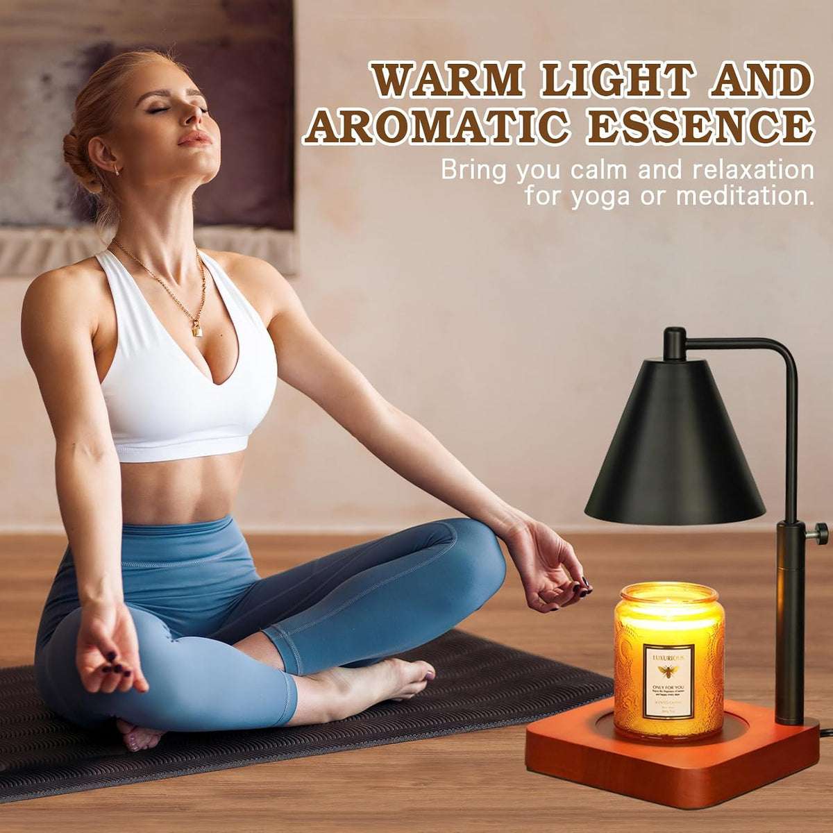 Modern Candle Warmer Lamp with Timer, Dimmable Candle Lamp Warmer, Mothers Day Birthday Gifts for Women Men, Black Candle Warmer, Adjustable Candle Light Warmer, Cozy Living Room Bedroom Home Decor