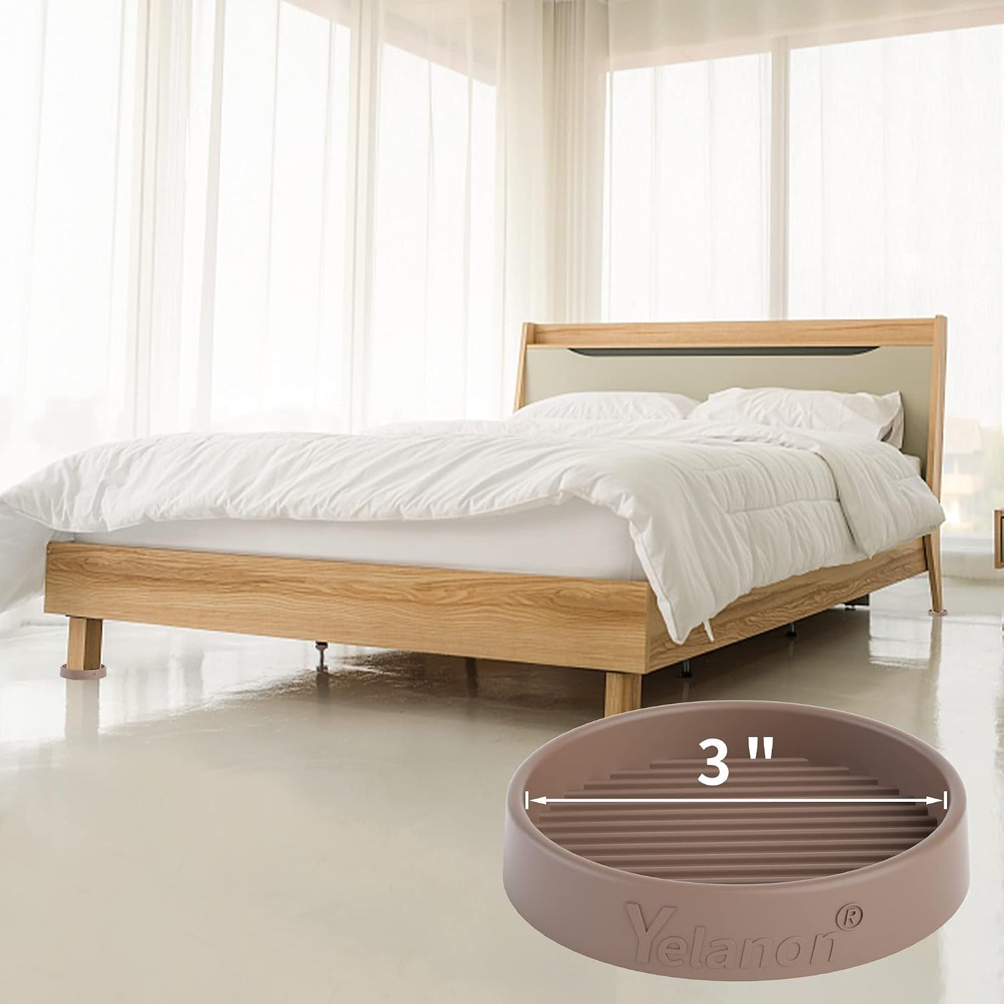 Non Slip Furniture Pads for Hardwood Floors -8 Pcs 3” Furniture Coasters Cups, Anti Skid Furniture Grippers Rubber Feet, Floor Protectors for Furniture Bed Couch Stoppers
