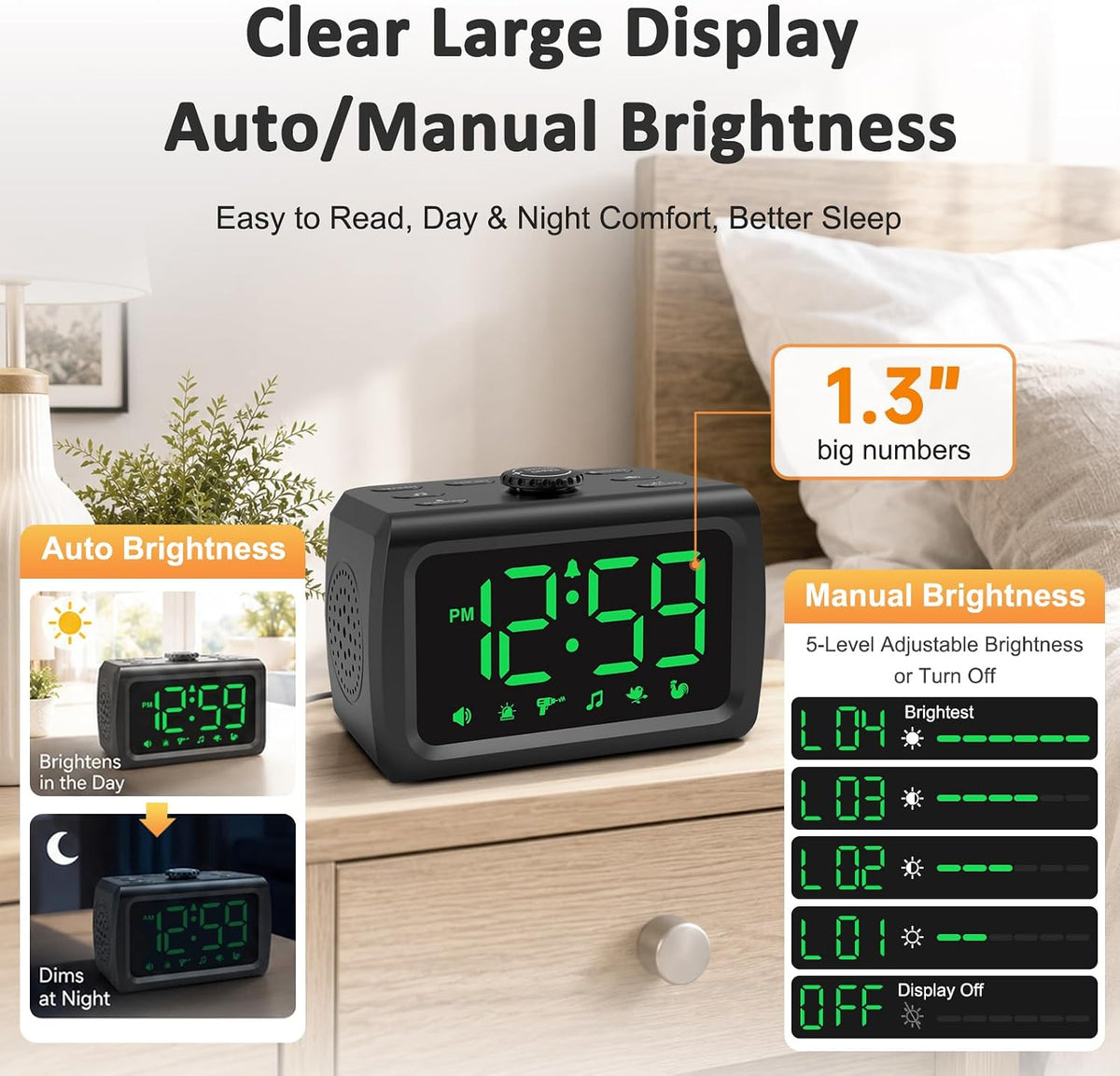 Peakeep 115dB Super Loud Alarm Clock for Heavy Sleepers Adults Teens