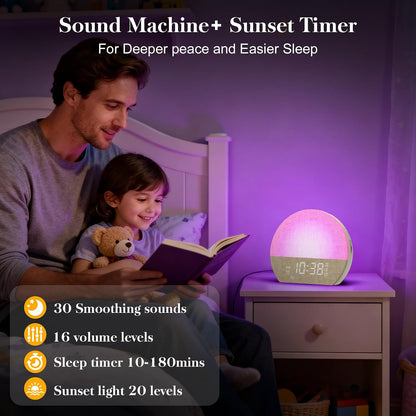 KEPLUG Sunrise Alarm Clock Sound Machine with Dual Alarm for Heavy Sleepers
