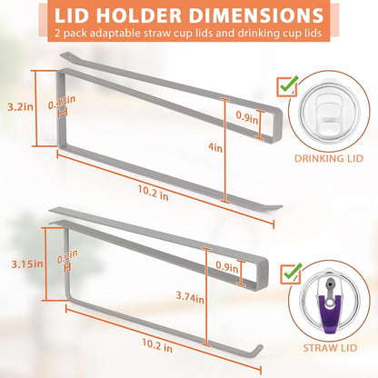 Tumbler Lid Organizer, Versatile Tumbler Lid Storage Holds 10 Lids, Black | Space Saving Cup Lid Organizers Inside Cabinet Tumbler Lid Hook for Kitchen Organizer and Storage, Paper Towel Rack Hanger