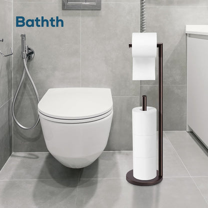 Toilet Paper Holder Stand, Brushed Nickel Toilet Paper Holder Free Standing | Stainless Steel Toilet Paper Holder for 4 Rolls, Bathroom Organizers and Storage with Anti-Slip Base and Rustproof