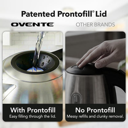 OVENTE 1.8L Glass Electric Kettle with Tea Infuser, Silver KGD752S | 1500W Fast Boiling, Easy Fill Lid, 7 Temperature Control, Keep Warm, Digital Display, Auto Shut-Off, Boil-Dry Protection