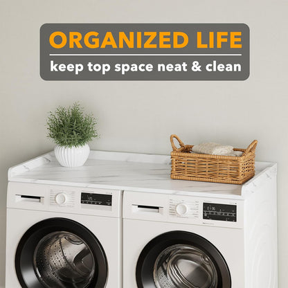 SpaceAid Washer Dryer Countertop, Laundry Wood Shelf Topper with Edge, 54" Width x 27.5" Depth Cover Guard Organizer for Washer and Dryer Laundry Hamper Counter Storage Organization (Black)