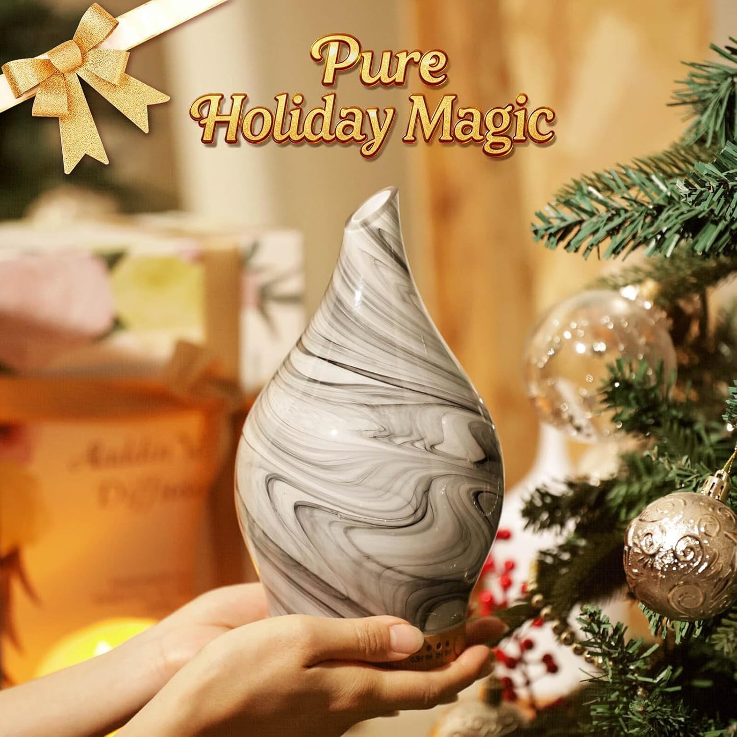 Porseme Oil Diffuser 3D Glass Aromatherapy Ultrasonic Humidifier, Air Refresh Auto Shut-Off, Timer Setting, BPA Free for Home Hotel Yoga Leisure SPA Gift 150ml Last 6H - Colors B