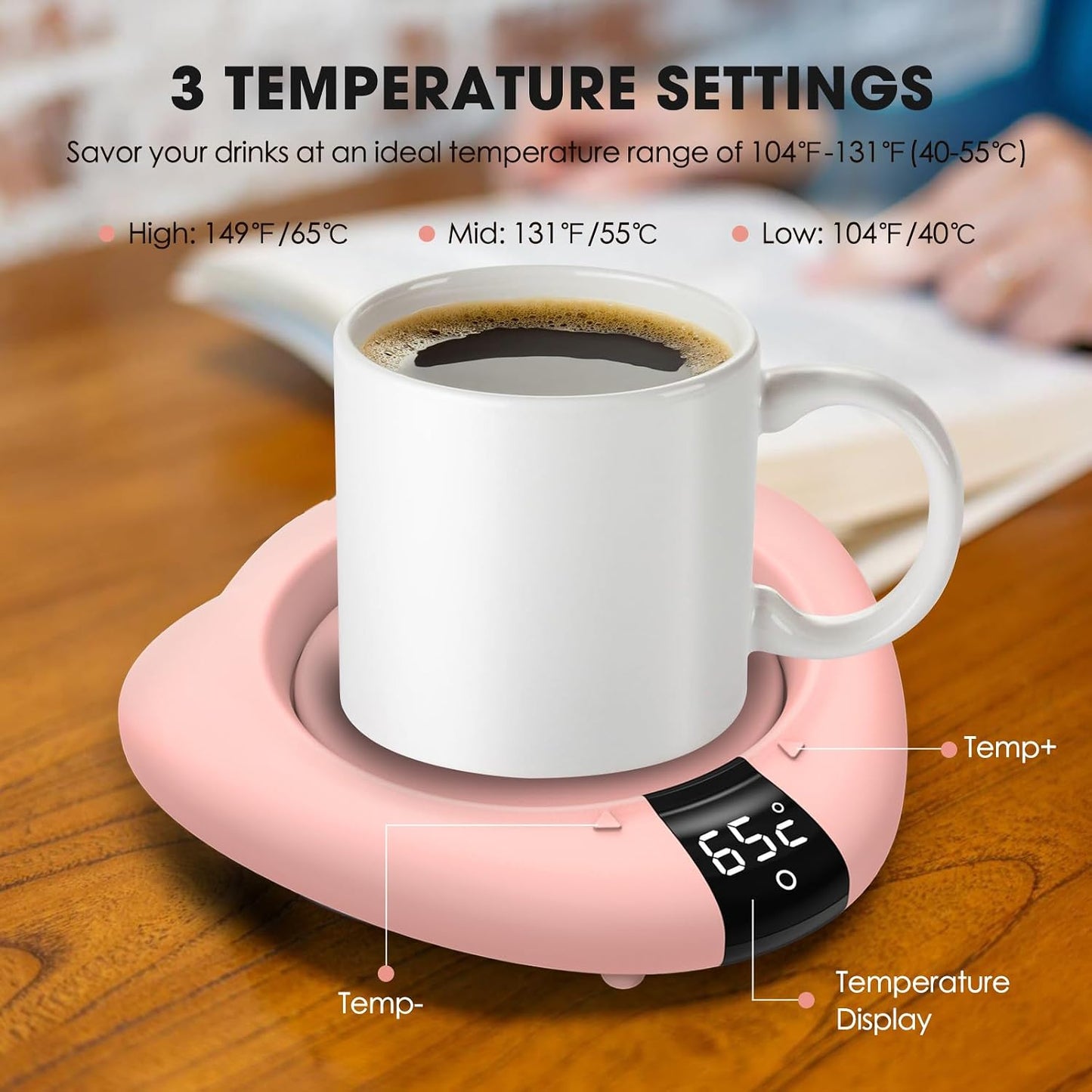 Coffee Mug Warmer for Desk, Cup Warmer with Auto Shut Off, Mug Warmer Plate for Coffee, Milk, Tea, Beverage - Mug Heater for Travel, Home and Office (Green)