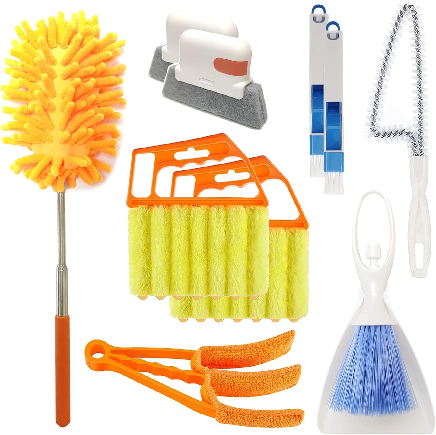 10 Pcs Venetian Window Blind Cleaner Duster Tool Set, Mini Blind Cleaner Duster Brush, Hand Held Air Conditioner Shutters Duster, Dirt Cleaner for Blind, Fan, Air Conditioner, Window Groove Gap (Blue)
