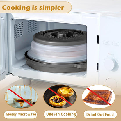 Microwave Splatter Cover with Anti-Scald Tray, 10.7" Collapsible - Red | Collapsible microwave food cover with an anti-scald tray. Fits most plates up to 10.7 inches and helps reduce food splatter.