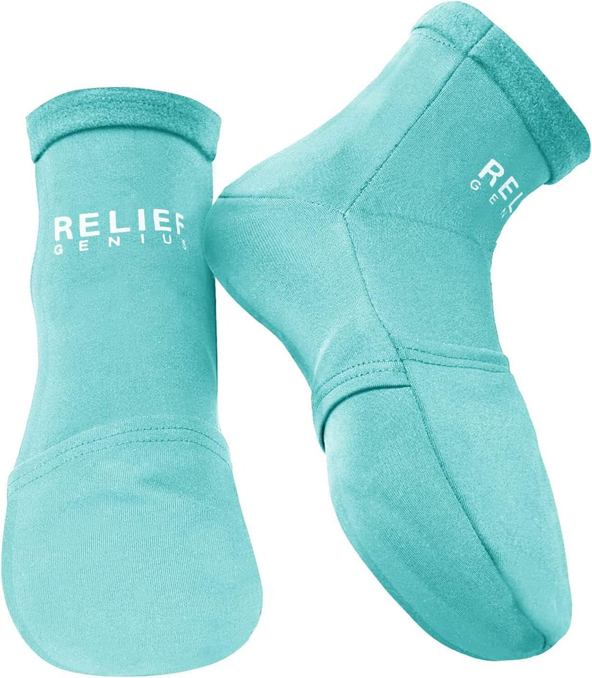 Relief Genius Cold Therapy Socks with Reusable Gel ice Packs - Achieve Relief from Sprains, Muscle Pain, Bruises, Swelling, Edema, Chemotherapy, Arthritis, Post Partum Foot (Black, Large)