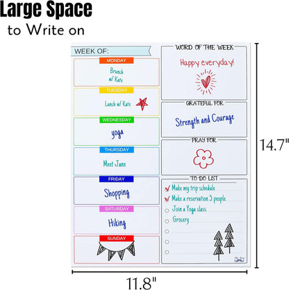 Mr. Pen- Magnetic Weekly Dry Erase Planner for Fridge, 12x15 Inches | Dry Erase Whiteboard Fridge Calendar with 4 Markers & Large Writing Space for Schedules, Chores