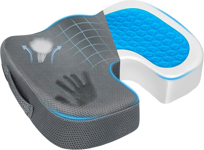 Season Guard Gel Memory Foam Seat Cushion for Tailbone Pain Relief, Black