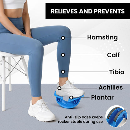 JIURUN Calf Stretcher and Foot Rocker for Plantar Fasciitis - Leg Stretching Strap, Hamstring and Calf Stretcher, Suitable for Stretching Legs and Thighs (Blue)