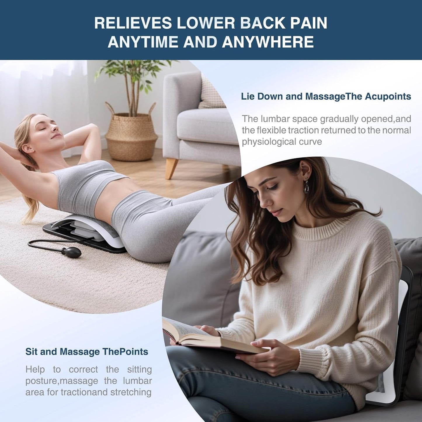 Back Stretcher for Lower Back Pain Relief,Adjustable Inversion Lumbar Traction Device,Lumbar Support Board for Spinal Decompression and Scoliosis,Back Support Sciatica Pain Relief