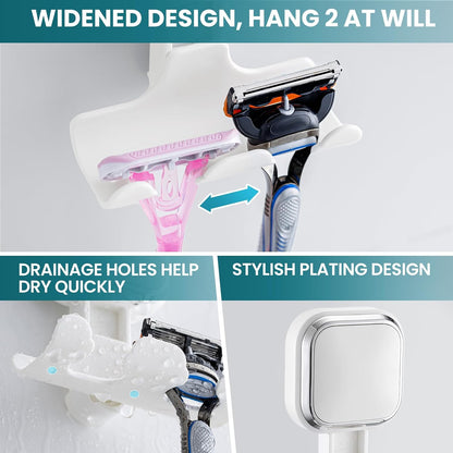 TAILI 2 Pack Upgraded Suction Cup Razor Holder for Shower Waterproof, Black | Visible Safety Indicator, Rust-Resistant Bathroom Organizer, No-Drill Glass Shower Wall Hook for Towel,Loofah,Razor,Squeegee