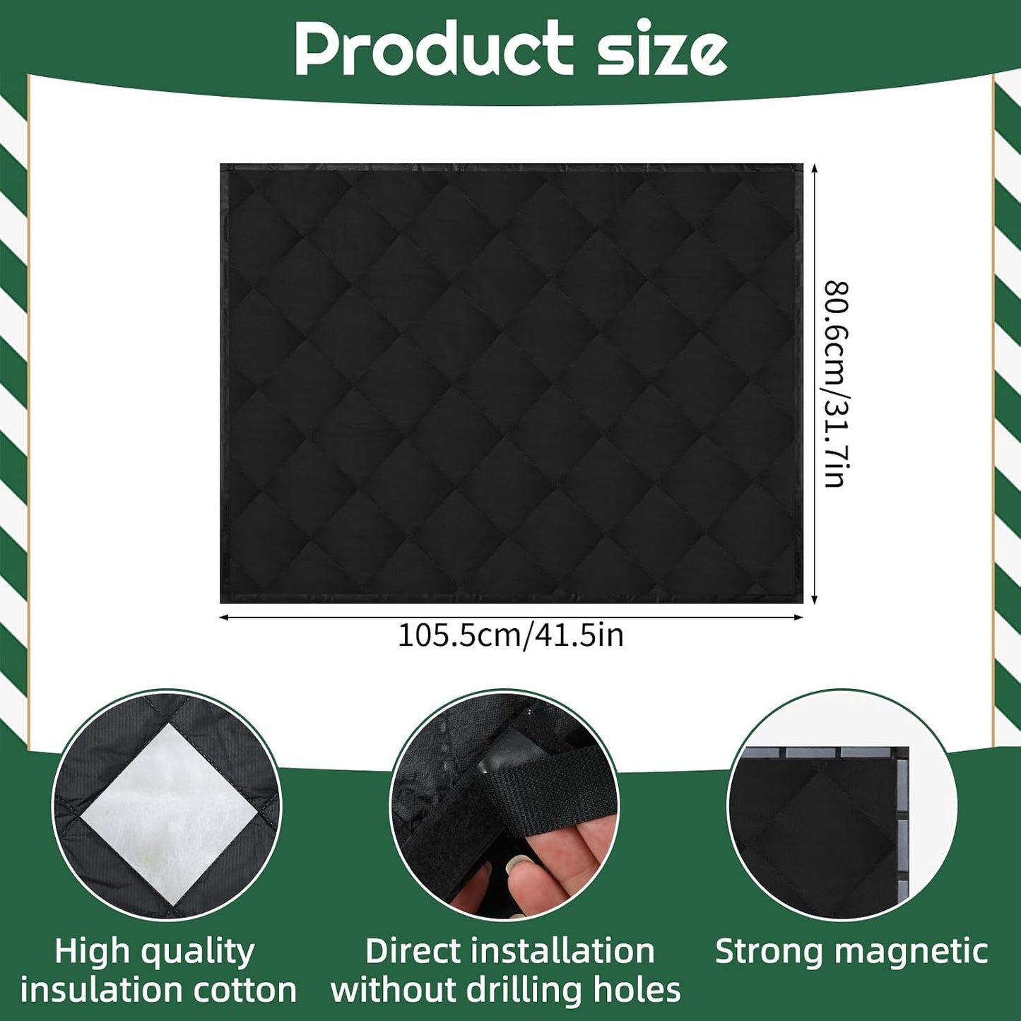 Magnet Fireplace Cover 41" x 29" Fireplace Blocker Blanket with Magnets Indoor Fire Place Draft Stopper Flue Blocker for Living Room Keep Indoor Drafts Out Stops Heat Loss, Black