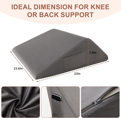 Bedluxe Knee Pillow for Back Sleeping, Leg Pillow Knee Wedge Pillow, Memory Foam Wedge Pillows for Legs Post Surgery, Triangle Pillow for Knee Support, Leg Elevation, Knees Hip Back Pain Relief, White