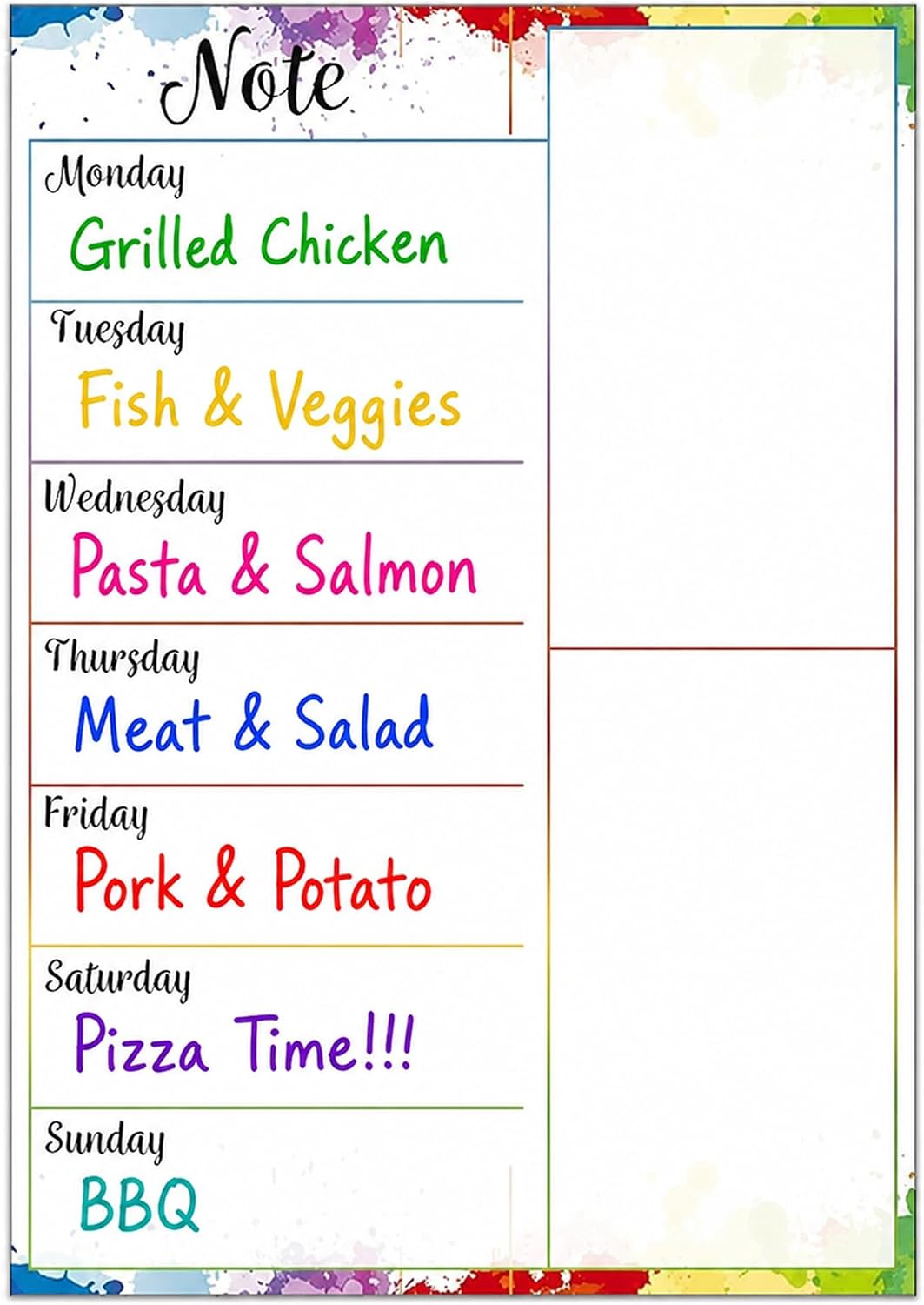 Magnetic Weekly Meal Planner, Fridge Dry Erase Menu Board (A) | 8 x 12 inch dry erase whiteboard with strong magnetic backing for weekly menus, notes, grocery lists, families and roommates