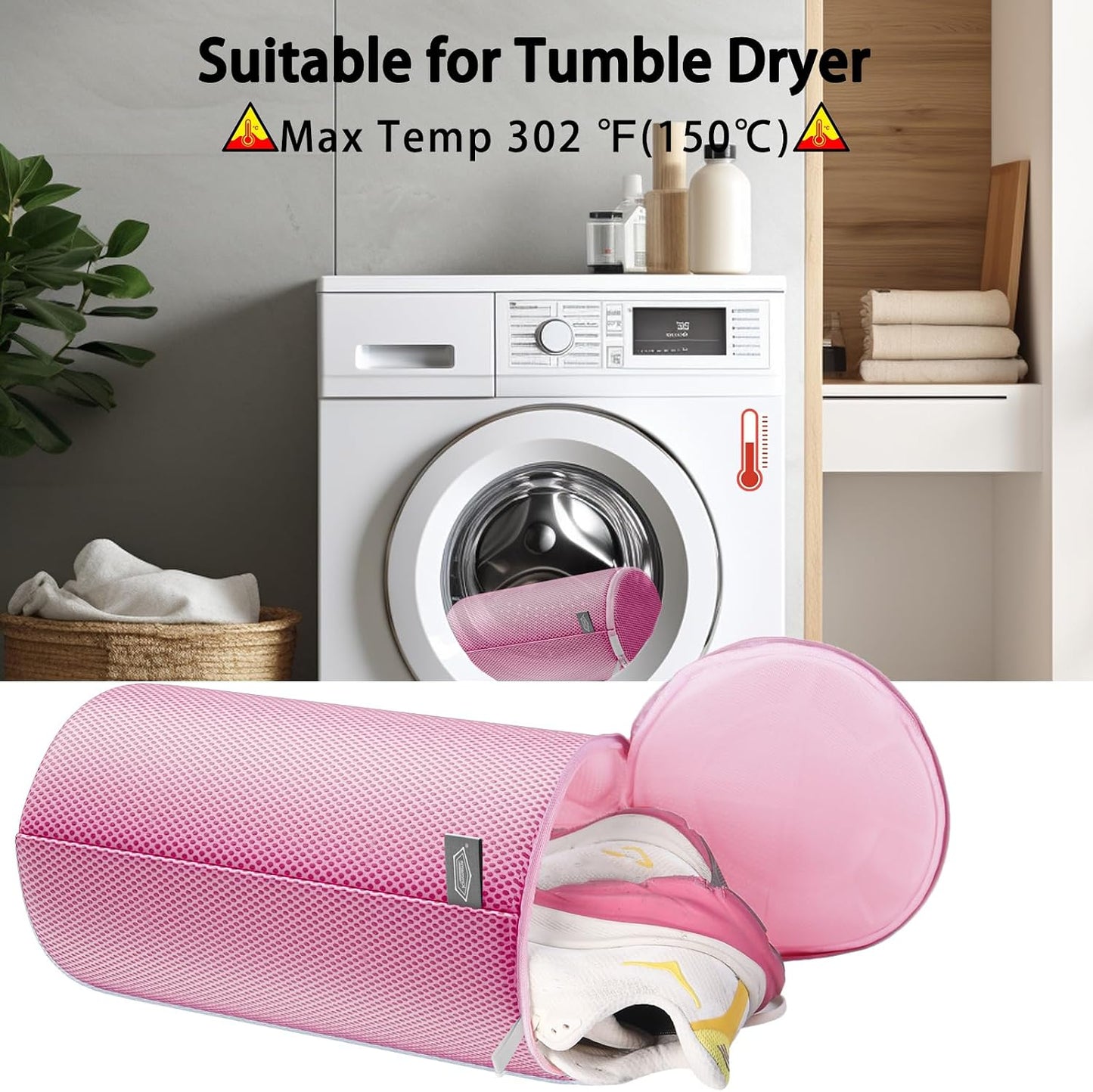 Shoe Washing Machine Bag, Laundry Bag for Sneakers, Orange, 7x15 | Bag to Wash Shoes in Washer and Dryer, for Tennis, Footwear, Trainers, Slippers, Prevent Tangling, Honeycomb Mesh