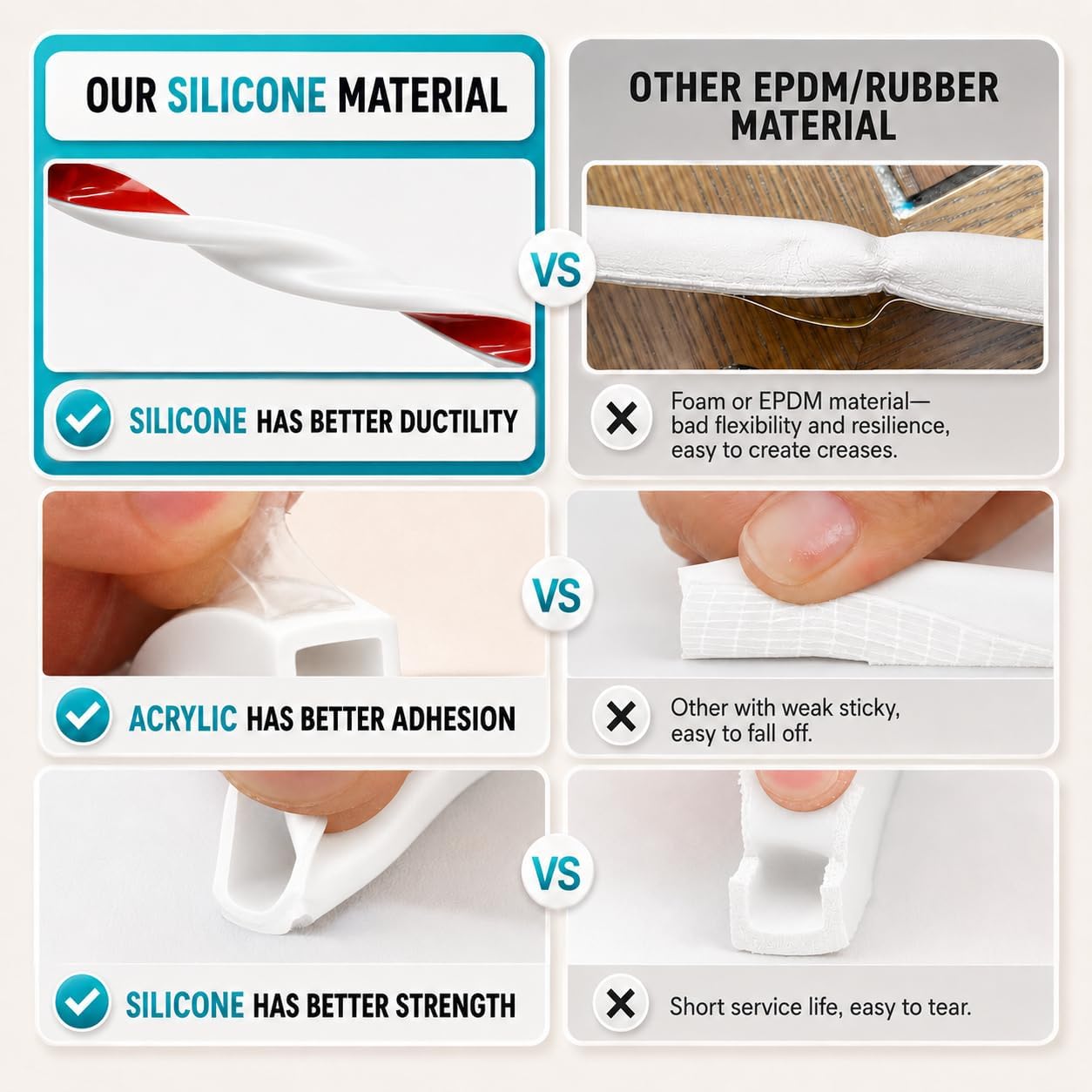 20FT Weather Stripping Door Seal, Self-Adhesive Silicone D-Shaped Seal Strip for Door Frame & Window Gaps, Soundproof Insulation Gap Filler
