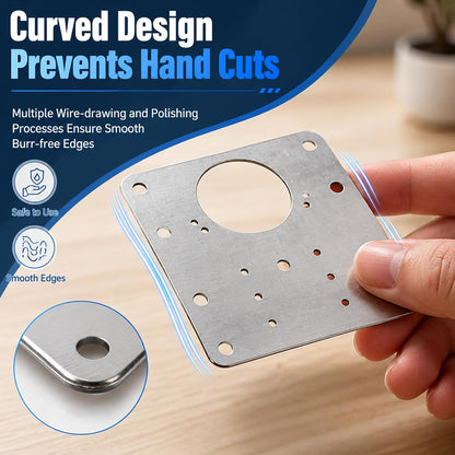 40 Cabinet Hinge Repair Plate Kit, Door Hinge Mounting Plate&Screws | Durable Stainless Steel Large Cabinet Fix Board for Kitchen Cabinet, Cupboard Doors and Furniture