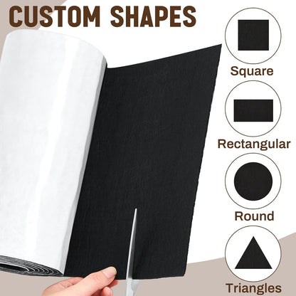 Fullhawl Large Felt Furniture Pads 8 x 60 Inch Non Slip Self Adhesive Heavy Duty Cuttable Strip Roll Felt Sheet Tape for Protecting Hardwood Floors Chair Wall, White