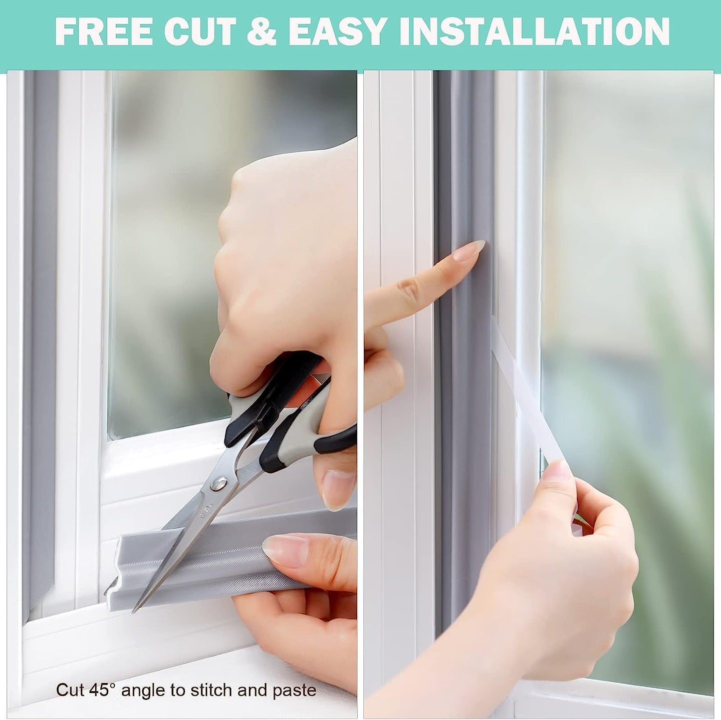 MOPMS Draft Stopper Sweep, Door Weatherproofing Stripping, Window Seal Strip Self-adhisive Soundproof Cuttable Weather Length 32.8 Ft (5 Pcs x 6.56 Ft), Grey