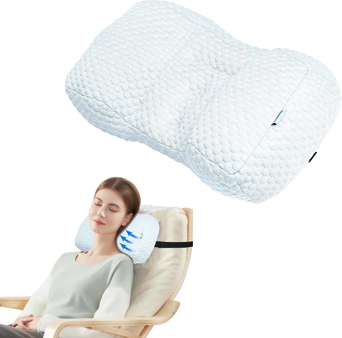 Adjustable Neck Pillow for Recliner, Headrest Pillow for Chair & Couch Support - Ergonomic Design Cushion with 2 Adjustable Strap, Recliner Head Pillow for Office, Home, Traveling (Beige)