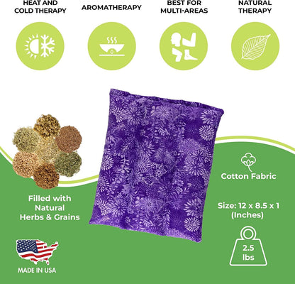Nature Creation Microwaveable Herbal Heating Pad for Lumbar - Soothing Hot & Cold Therapy Pack for Lower Back- Soothing Relaxation, Warmth and Comfort - Happy Hearts