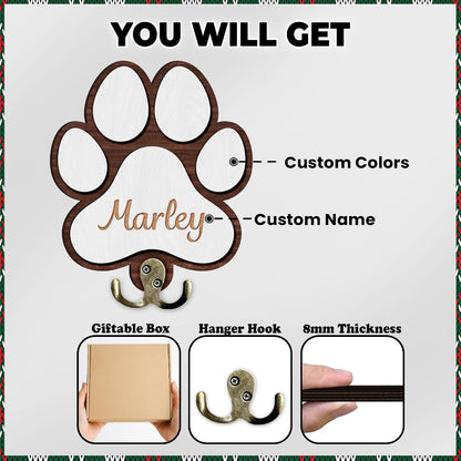 Dog Leash Holder Wall Mount, Pet Harness Hanger with Scrabble Letters, Dog Collar Organizer for Entryway, Memorial Cat Leash Holder for Wall, Pet Loss Gifts, Keepsake, Home Decor PF212-NAT