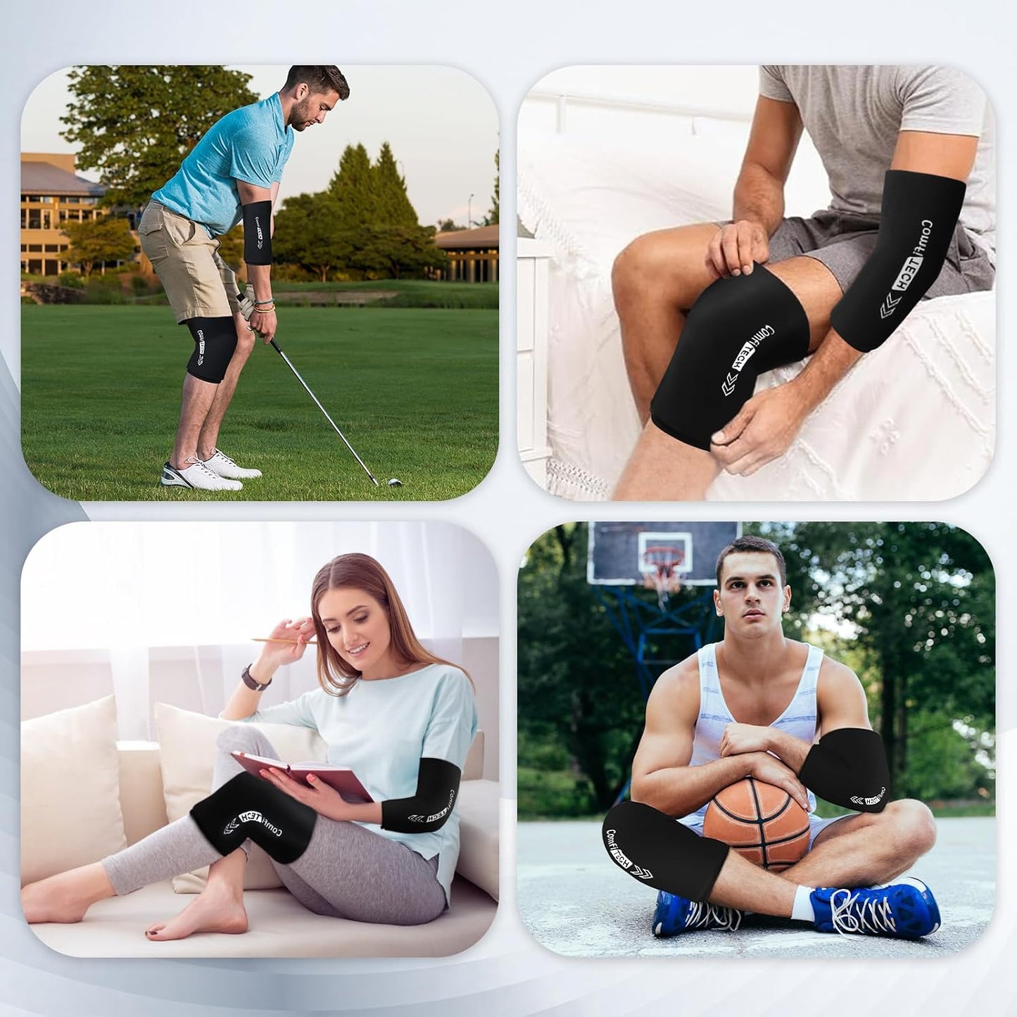 ComfiTECH Elbow Ice Pack Wrap for Arm, Knee & Calf, Flexible Ice Sleeve, L | Multi-Use Gel Ice Sleeve for Tennis Elbows, Golfers Arm, Reusable Cold Compression for Elbow Joint & Muscle Relaxation