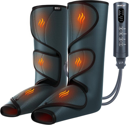 CINCOM Leg Massager with Heat and Air Compression FSA - HSA | Calf Foot Leg Massager for Circulation with 2 Heat 3 Modes 3 Intensities Adjustable Leg Wraps Gifts (with 2 Extensions)