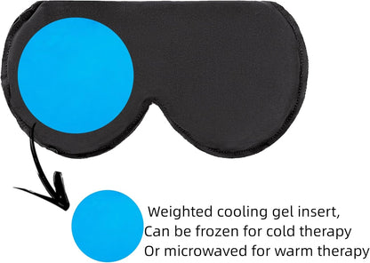 ALASKA BEAR Cooling Gel Eye Mask Weighted Silk Sleep Mask, Black & Pink | Cotton Eyeshades, Cold & Hot Compress, Pain Relief, 180g Heavy, 2 Set