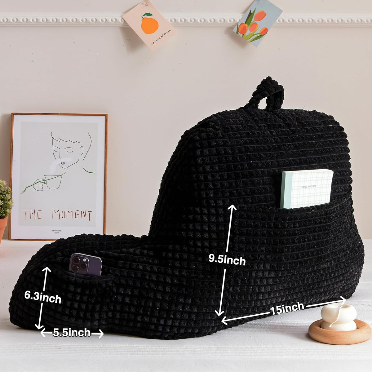 A Nice Night Darkgrey 17" Bed Wedge Pillows with Arms for Sitting