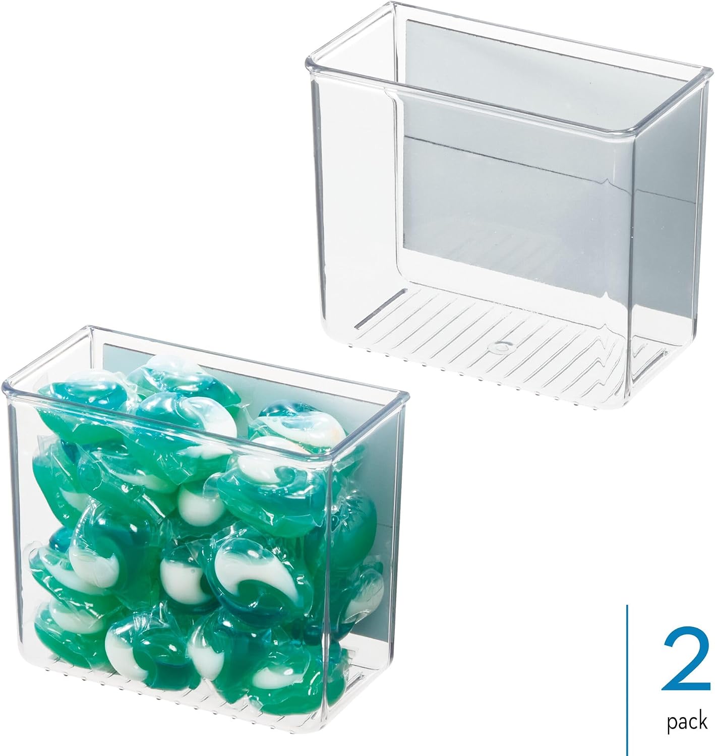 iDesign Magnetic Small Clear Plastic Organizer Bins | Laundry Room Storage