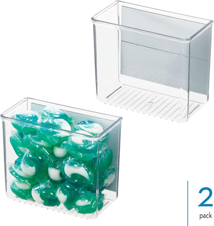 iDesign Magnetic Small Clear Plastic Organizer Bins | Laundry Room Storage