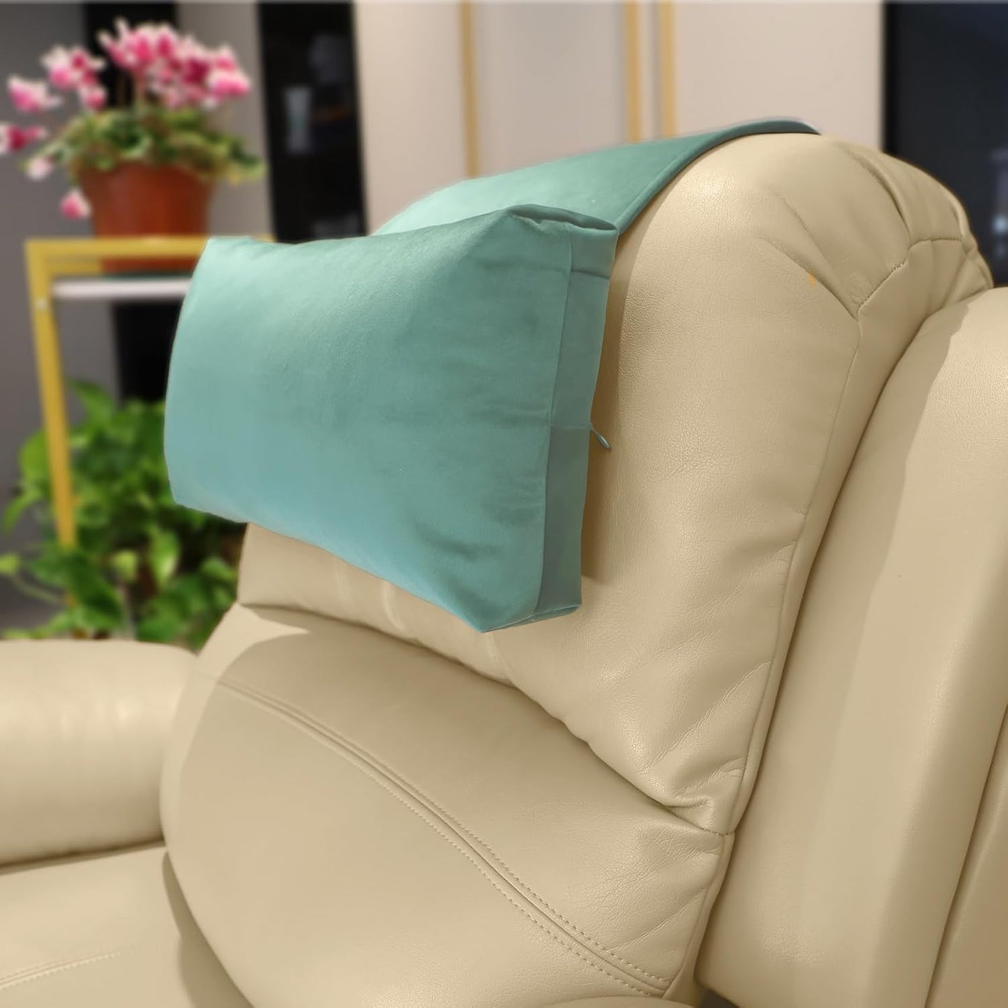 Adjustable Headrest Pillow for Recliners and Armchairs - Non-Slip Velvet Cushion for Neck Support and Pain Relief (Gray)