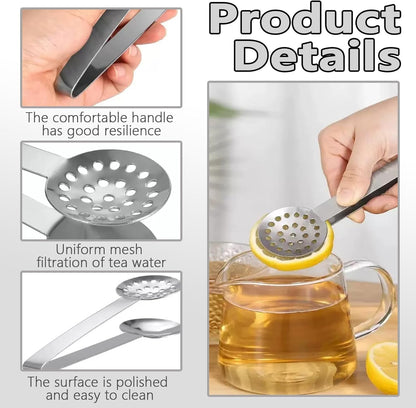Tea Bag Squeezer, Stainless Steel Tea Tongs, Silver, 6 Inch Long Handle, Anti-Scald Design with Hanging Hook, Dishwasher Safe for Home and Office Use