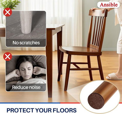 Ansible Felt Furniture Pads Chair Leg Floor Protectors 1" 60PCS | Felt Pads for Hardwood Floors,Self-Adhesive, Reduce Noise and Anti-Scratches,Easy to Install,Beige,Round