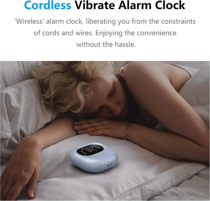 Vibrating Alarm Clock Rechargeable Battery Operated Cordless & Dual Alarms | Bed shaker for Under Pillow, Travel-friendly, Weekday/weekend Mode, Perfect for Heavy Sleepers & Hearing-impaired