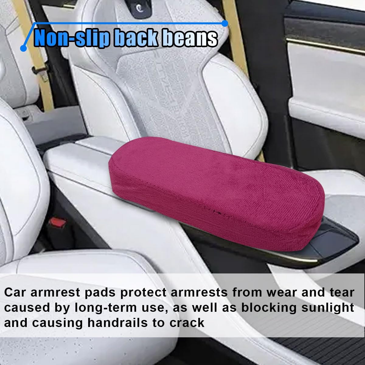 2PCS Car Seat Armrest Covers, Soft & Comfortable Office Chair Arm Pad, Anti-Scratch Car Armrest Cushion, Universal Car Armrest Pillow Protector Cover for Most Cars (Black)