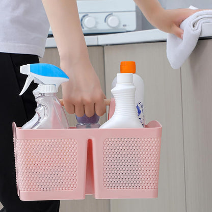 rejomiik Plastic Shower Caddy, Portable Shower Basket with Handle, Cream | Cleaning Caddy Organizer for Bathroom, College Dorm Room Essentials, Storage Tote