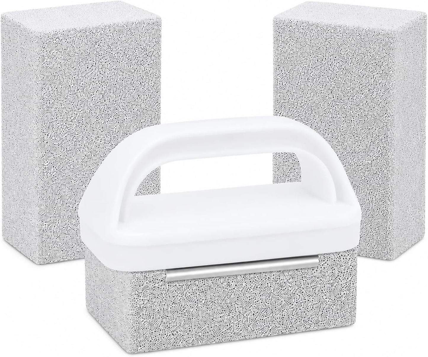 Heavy Duty Grill Cleaning Brick with Handle, Durable Griddle Pumice Stone Cleaning Blocks Removing Stains for Flat Top, Oven, Stove, BBQ Grates, Cookware (3)