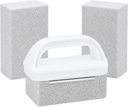 Heavy Duty Grill Cleaning Brick with Handle, Durable Griddle Pumice Stone Cleaning Blocks Removing Stains for Flat Top, Oven, Stove, BBQ Grates, Cookware (3)