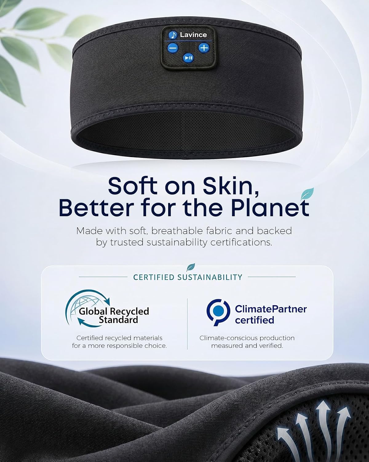 Sleep Headphones Headband, Bluetooth 5.4 Sleeping Headphones for Side Sleepers, Wireless Headband Headphones with Ultra-Thin Stereo Speakers for Sports, Workout, Travel, Meditation