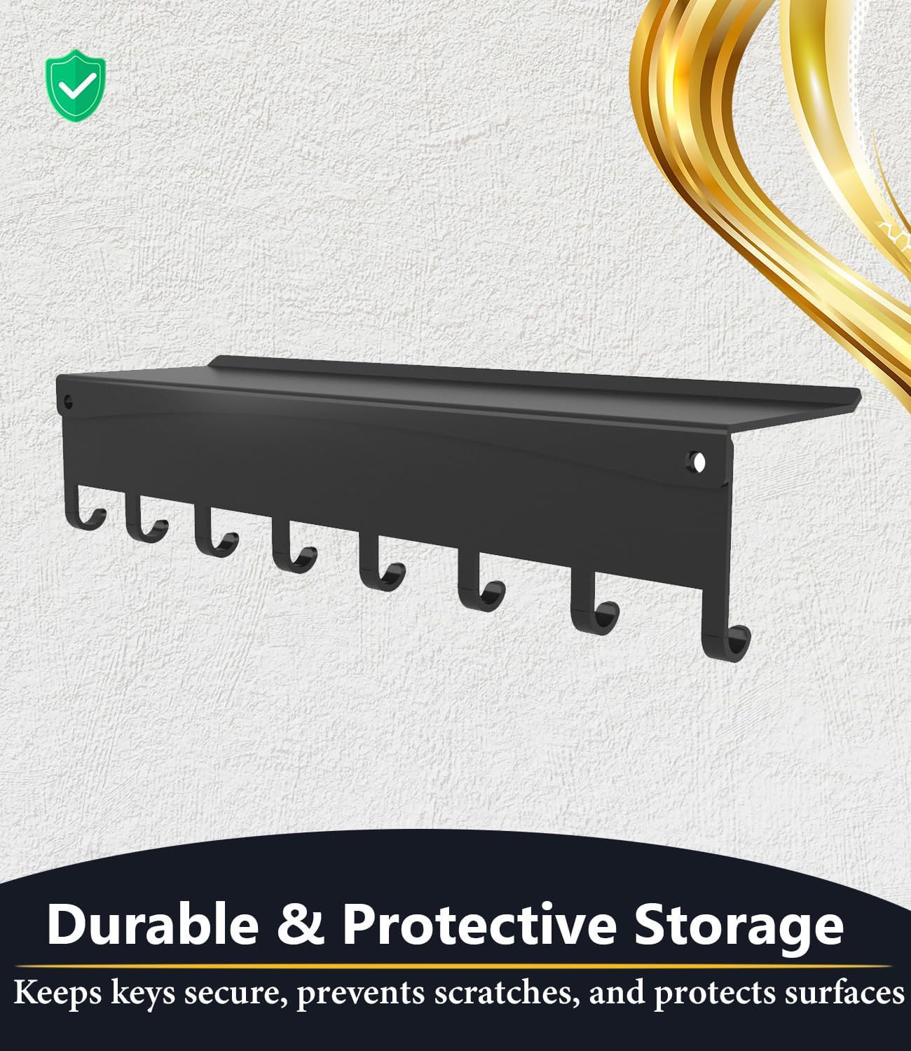 Key Holder Hooks Organizer Shelf Hanger Rack Wall Mounted Sweet Home Metal Decor Stylish and Practical for Entryway Front Door Kitchen Hallway Garage Mudroom Office Hardware Included Black