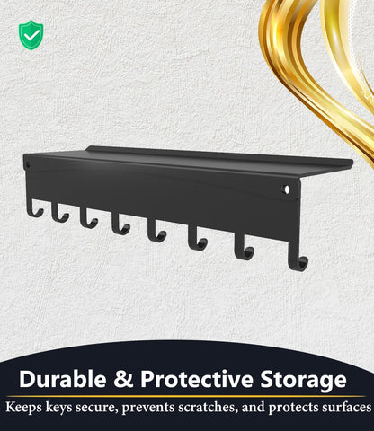 Key Holder Hooks Organizer Shelf Hanger Rack Wall Mounted Sweet Home Metal Decor Stylish and Practical for Entryway Front Door Kitchen Hallway Garage Mudroom Office Hardware Included Black