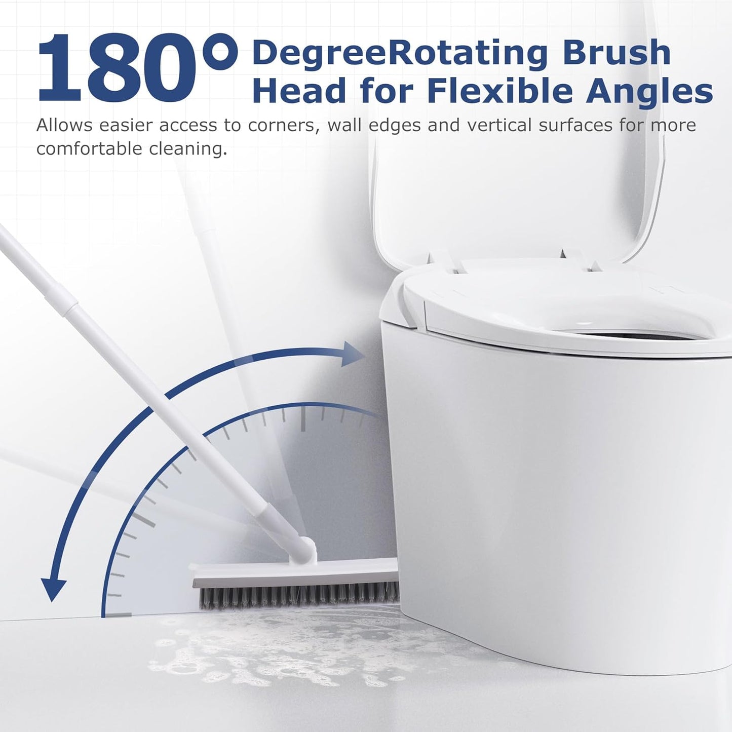 IVYROLL Grout Brush with Long Handle, Grout Cleaner Brush for Tile Floors | Stiff Bristles for Crevice, Tile Line, Shower, Kitchen, Bathroom