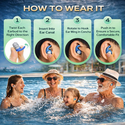 Waterproof Swimming Ear Plugs for Adults Kids, 3 Pairs Soft Silicone