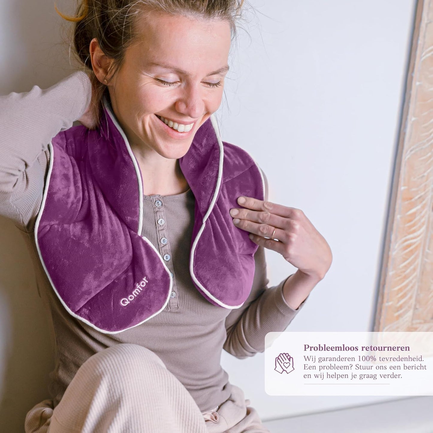 Qomfor - Microwavable Neck Wrap - Maroon Purple, Lavender Scent - Weighted Neck/Shoulder Wrap - Heating Pad - Hot/Cold Muscle Therapy, Stress Relief, Arthritis Pain, Soothing Comfort, Headache