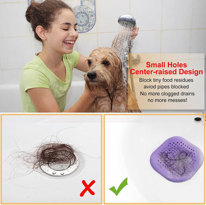 Bovinde Hair Drain Catcher,Square Cover for Shower 2 Pack (Black) | Drainer Cover Silicone Hair Stopper with Suction Cups,Protector Accessories,Easy to Install Suit for Bathroom,Bathtub,Sink
